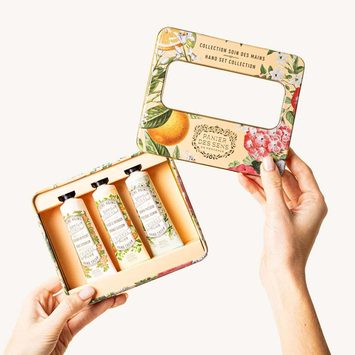 Set cadou cu 3 creme de mâini cu absolute de parfum – Fleur d’Oranger, Géranium Rosat și Jasmin Précieux | 3 × 30 ml